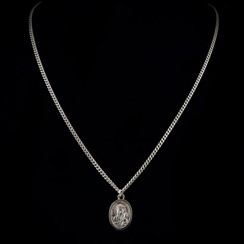 Sterling Silver Black Madonna Medal Necklace