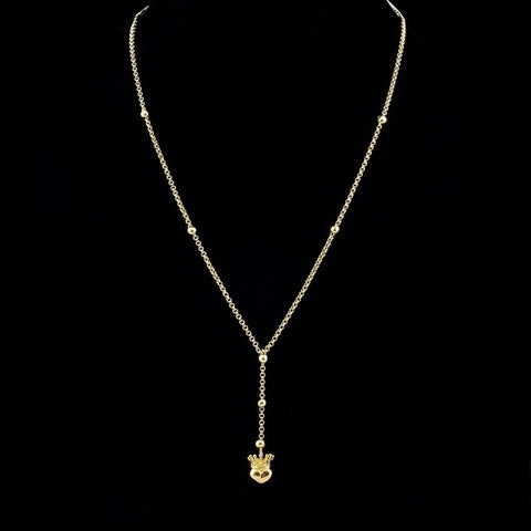 Gold Claddagh Rosary Necklace