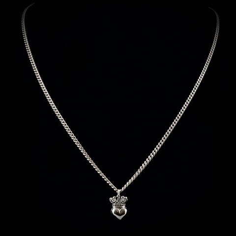 Sterling Silver Heart Crown Necklace